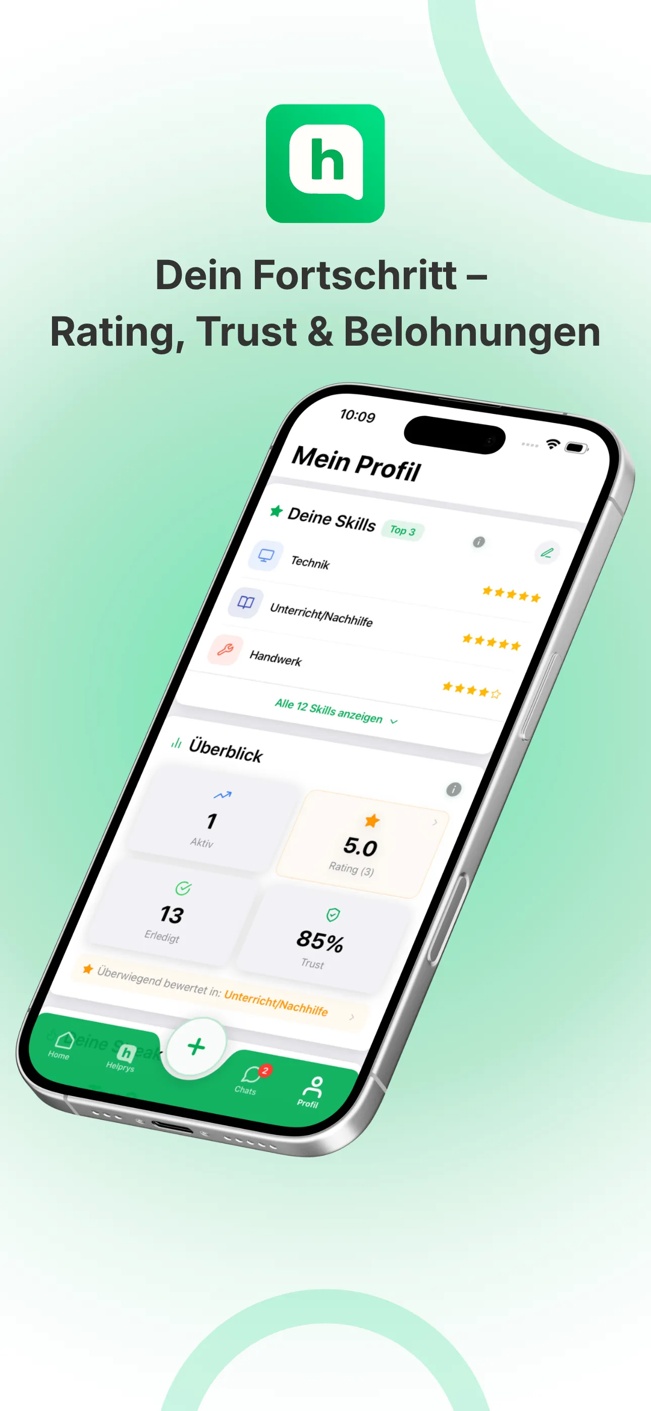 Helpry Profil – Trust Score und Statistiken